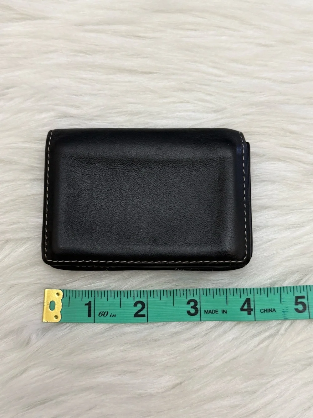 PERRY ELLIS -  BLACK GENUINE LEATHER PORTFOLIO CARDHOLDER WALLET